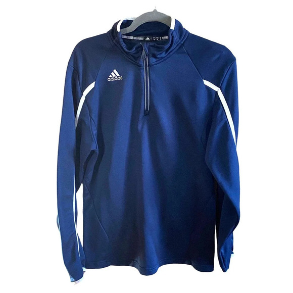 Adidas Climate Golf Pull Over Mens Long Sleeve Size Small Blue White Athletic - Picture 1 of 11